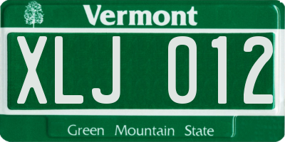 VT license plate XLJ012
