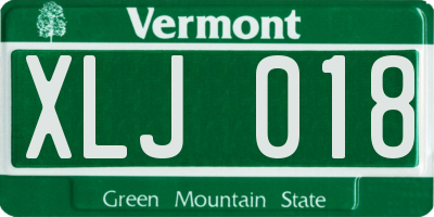 VT license plate XLJ018