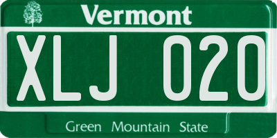 VT license plate XLJ020