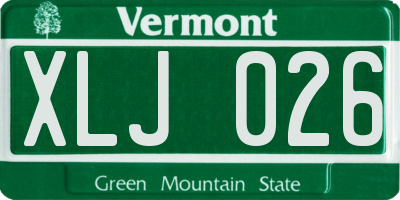 VT license plate XLJ026