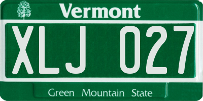 VT license plate XLJ027