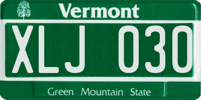 VT license plate XLJ030