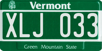 VT license plate XLJ033