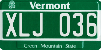 VT license plate XLJ036