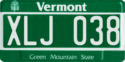 VT license plate XLJ038