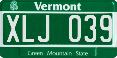 VT license plate XLJ039