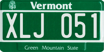 VT license plate XLJ051