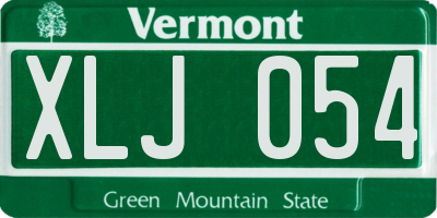 VT license plate XLJ054