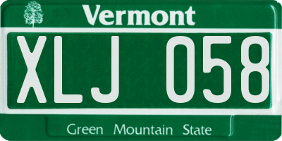 VT license plate XLJ058