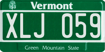 VT license plate XLJ059
