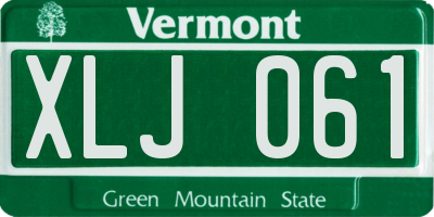 VT license plate XLJ061
