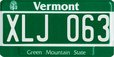 VT license plate XLJ063