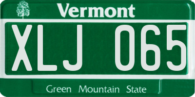 VT license plate XLJ065