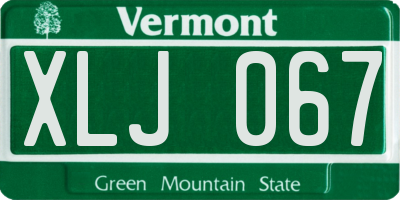 VT license plate XLJ067