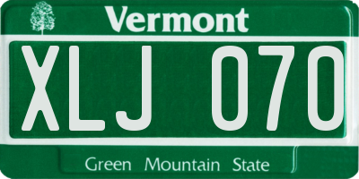 VT license plate XLJ070