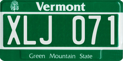 VT license plate XLJ071