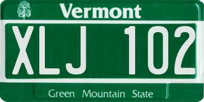 VT license plate XLJ102
