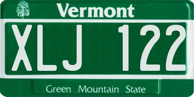 VT license plate XLJ122