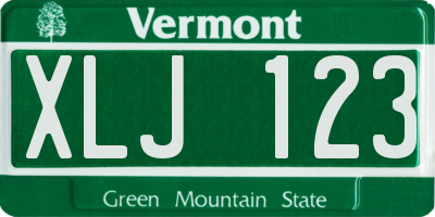 VT license plate XLJ123