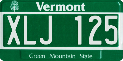 VT license plate XLJ125