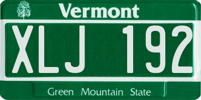 VT license plate XLJ192