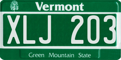 VT license plate XLJ203