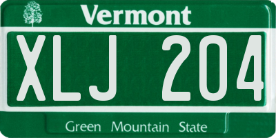 VT license plate XLJ204