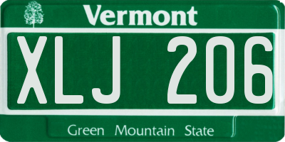VT license plate XLJ206