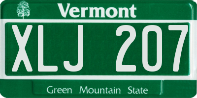 VT license plate XLJ207