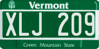 VT license plate XLJ209