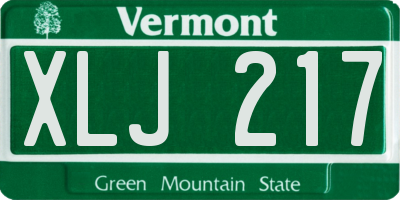 VT license plate XLJ217