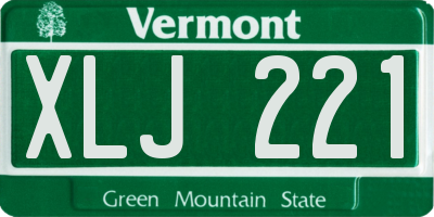 VT license plate XLJ221
