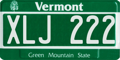 VT license plate XLJ222