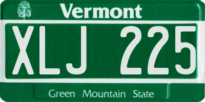 VT license plate XLJ225