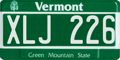 VT license plate XLJ226