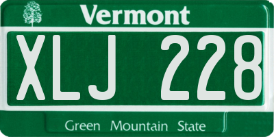 VT license plate XLJ228