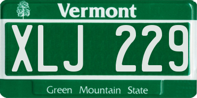 VT license plate XLJ229