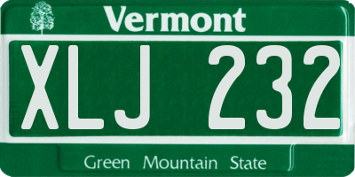 VT license plate XLJ232