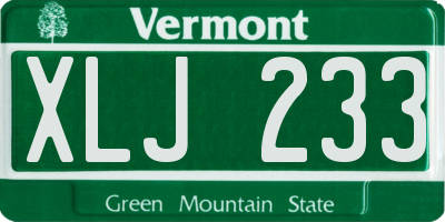 VT license plate XLJ233