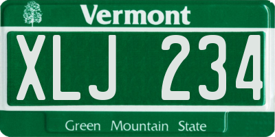 VT license plate XLJ234