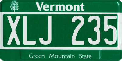 VT license plate XLJ235