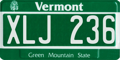 VT license plate XLJ236