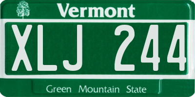VT license plate XLJ244