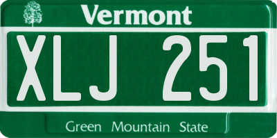 VT license plate XLJ251