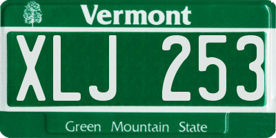 VT license plate XLJ253