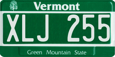 VT license plate XLJ255