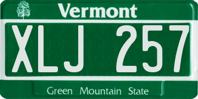 VT license plate XLJ257