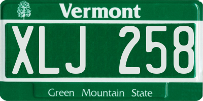 VT license plate XLJ258