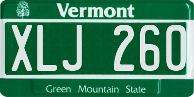 VT license plate XLJ260