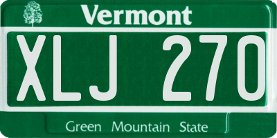VT license plate XLJ270